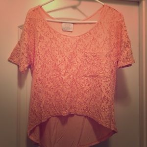 Lace Front Crop Top with Long Back